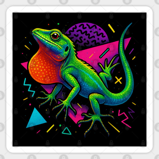 Retro Neon Brown Anole Sticker by Reptiq's Store