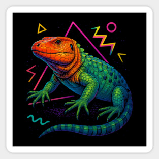 Retro Neon Caiman Lizard Sticker