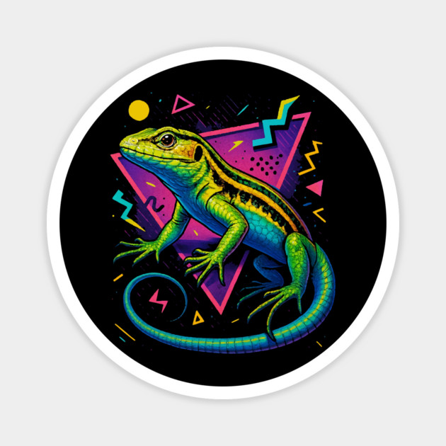 Retro Neon Rainbow Whiptail Magnet by Reptiq's Store