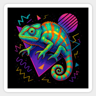 Retro Neon Carpet Chameleon Sticker