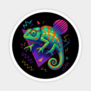 Retro Neon Carpet Chameleon Magnet