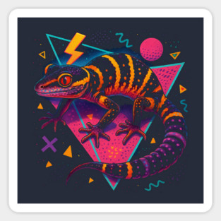 Retro Neon Chinese Cave Gecko Sticker