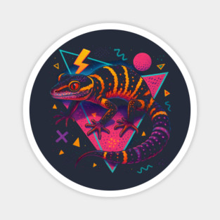 Retro Neon Chinese Cave Gecko Magnet