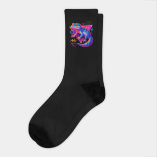 Retro Neon Super Snow Leopard Gecko Socks