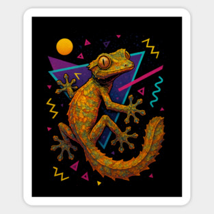 Retro Neon Mossy Leaf Tailed Gecko Sticker
