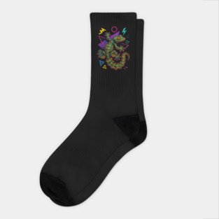Retro Neon Flying Gecko Socks