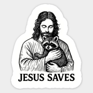 Jesus Saves Raccoon Religious Humor Meme Magnet
