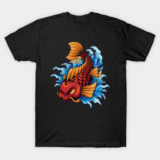 Red Koi Fish and Japanese Art for Perseverance and Strength T-Shirt