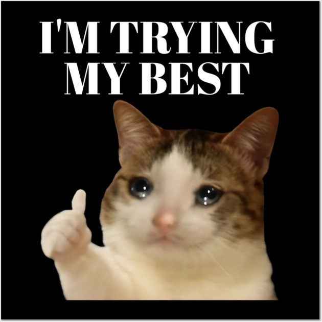 I'm trying my best funny crying cat meme Wall Art by Khalid's Store 2