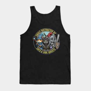 Easily Distracted By Cats And Side Quests RPG Gamer Vintage Tank Top