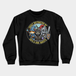 Easily Distracted By Cats And Side Quests RPG Gamer Vintage Crewneck Sweatshirt