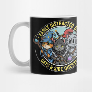 Easily Distracted By Cats And Side Quests RPG Gamer Vintage Mug
