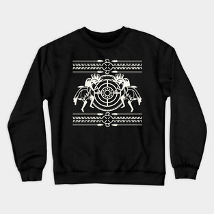 Native American Kokopelli Musicans - Sun Border 7 Crewneck Sweatshirt