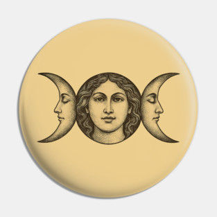 Triple Moon Goddess Pin