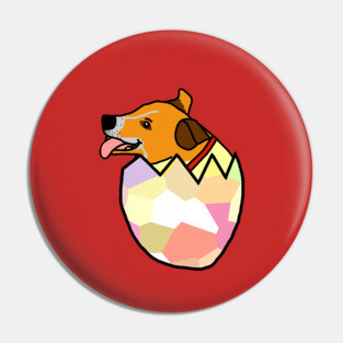 Small Dog Hatching from Easter Egg Pin