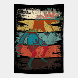 American Kokopelli On Stripes Grunge Style I Tapestry