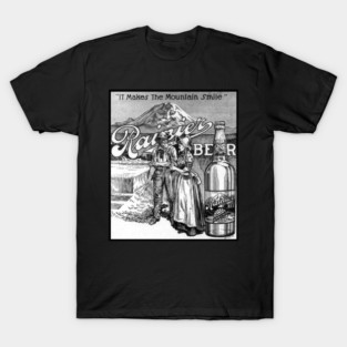 Vintage Rainier Beer It Makes The Mountain Smile Tacoma Seattle WA T-Shirt