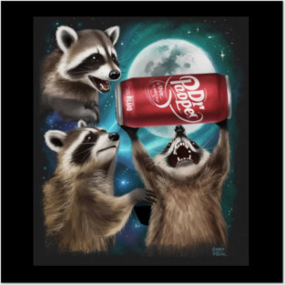 Three Raccoons Dr Pepper Vintage Graphic T-shirt Posters and Art