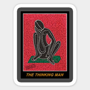 THE THINKING MAN IN DARK RED WITH GOLD BY HAWA Sticker