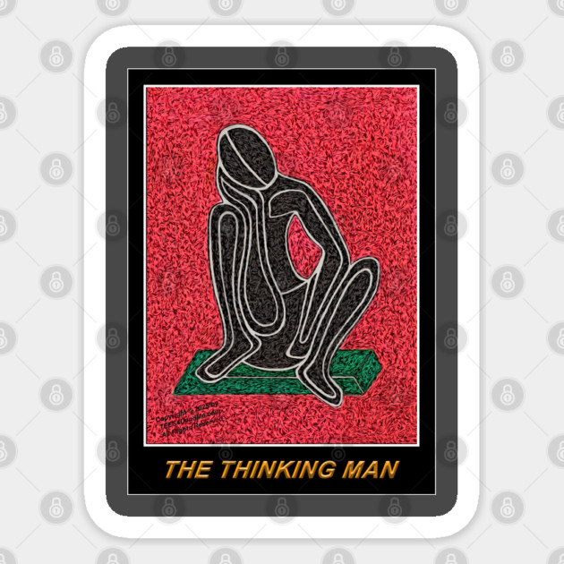 THE THINKING MAN IN DARK RED WITH GOLD BY HAWA Sticker by Erik's Store