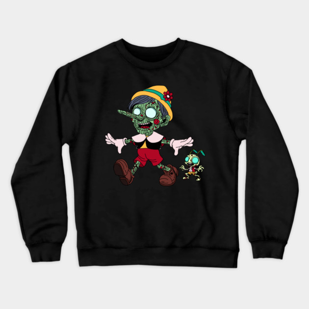 Zombie Pinocchio & Cricket Crewneck Sweatshirt by H. R. Sinclair
