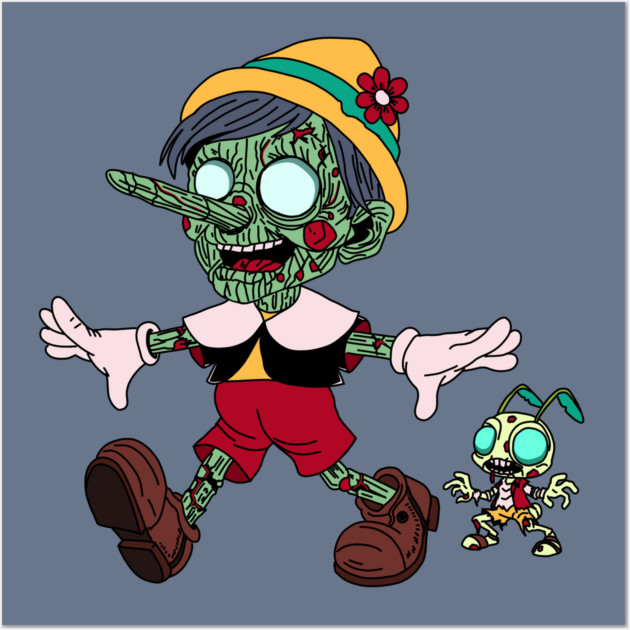 Zombie Pinocchio & Cricket Wall Art by H. R. Sinclair