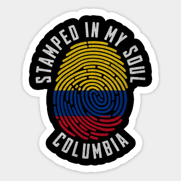 Stamped in My Soul Colombia Flag Design Colombian Pride Magnet by Yesteeyear