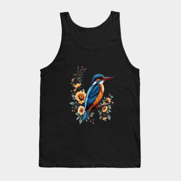 Common Kingfisher with Vintage Sunlit Botanical Blooms Tank Top by BirdsnStuff
