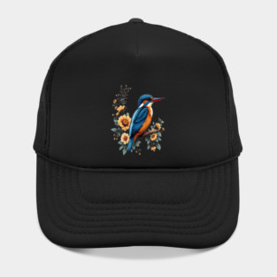Common Kingfisher with Vintage Sunlit Botanical Blooms Hat