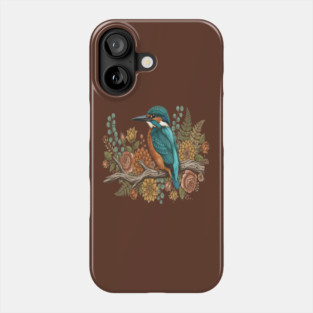 Common Kingfisher with Rustic Autumn Botanical Florals Phone Case