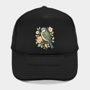 Blue Tit with Romantic Vintage Rose Botanicals Hat