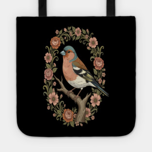 Common Chaffinch in Vintage Cottagecore Style Tote