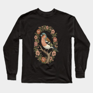 Common Chaffinch in Vintage Cottagecore Style Long Sleeve T-Shirt