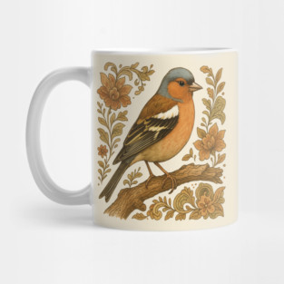 Common Chaffinch in Rustic Folk Art Style Mug