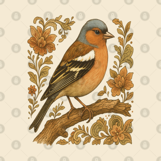 Common Chaffinch in Rustic Folk Art Style by BirdsnStuff