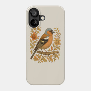 Common Chaffinch in Rustic Folk Art Style Phone Case