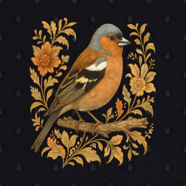 Common Chaffinch in Rustic Folk Art Style by BirdsnStuff