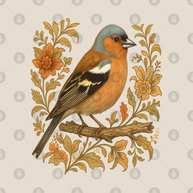 Common Chaffinch in Rustic Folk Art Style by BirdsnStuff