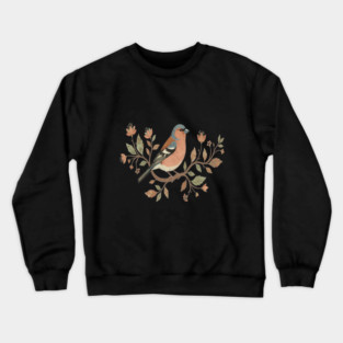 Common Chaffinch in Delicate Botanical Style Crewneck Sweatshirt