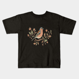 Common Chaffinch in Delicate Botanical Style Kids T-Shirt