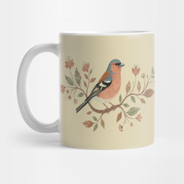 Common Chaffinch in Delicate Botanical Style by BirdsnStuff