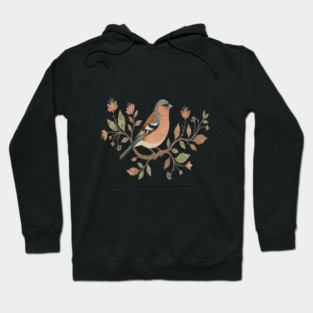 Common Chaffinch in Delicate Botanical Style Hoodie