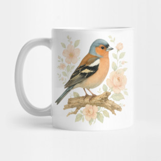 Common Chaffinch with Blossoms in Botanical Art Mug