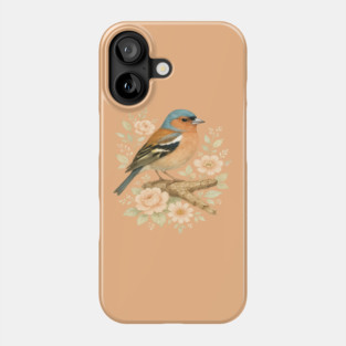 Common Chaffinch with Blossoms in Botanical Art Phone Case