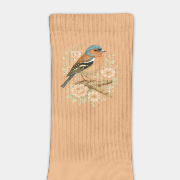Common Chaffinch with Blossoms in Botanical Art by BirdsnStuff