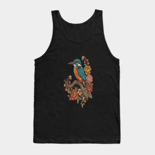 Common Kingfisher on Rustic Vintage Floral Branch Tank Top