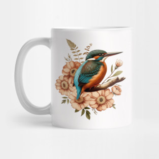 Common Kingfisher with Vintage Rustic Autumn Florals Mug