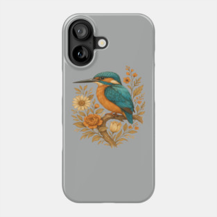 Common Kingfisher with Rustic Autumn Charm Botanicals Phone Case