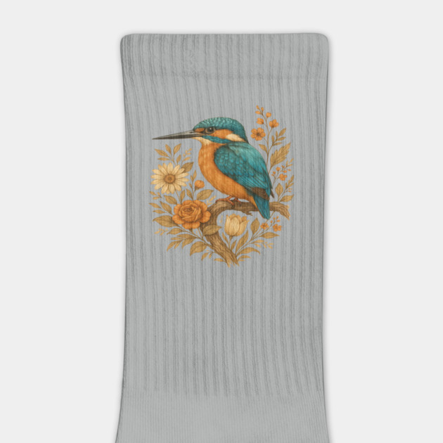 Common Kingfisher with Rustic Autumn Charm Botanicals by BirdsnStuff