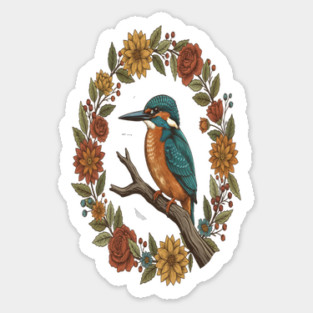 Common Kingfisher in Vintage Cottagecore Style Sticker
